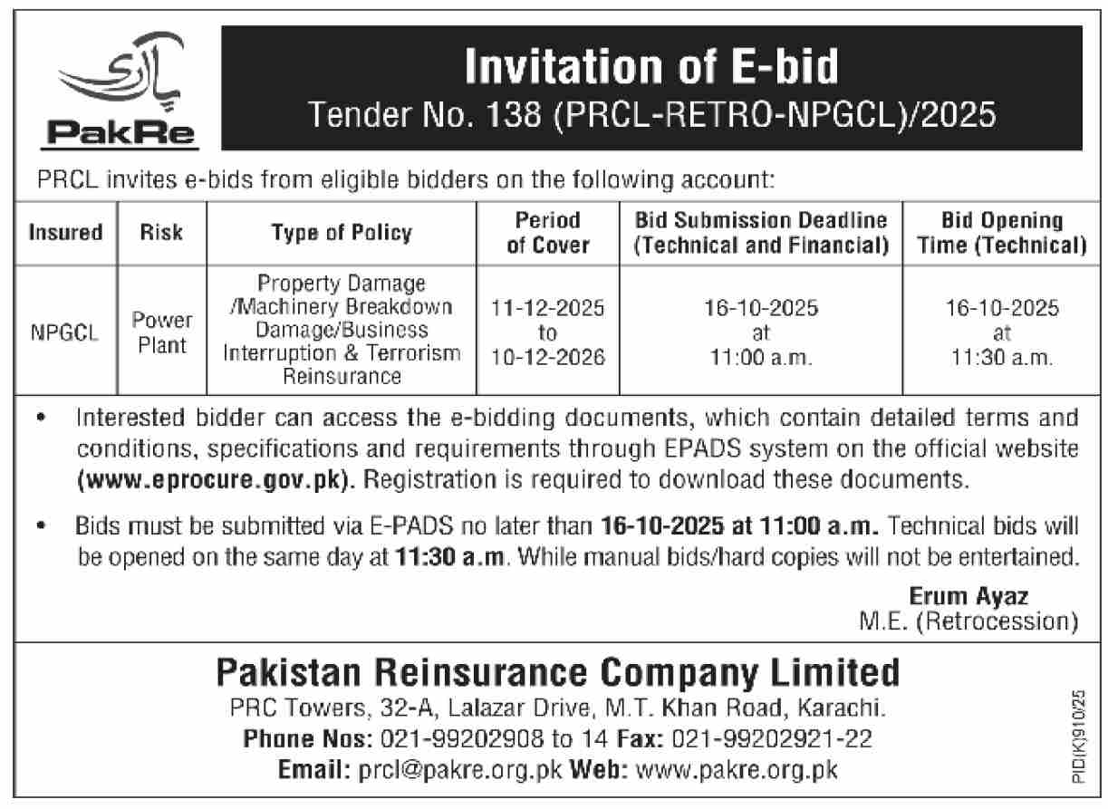 PRCL Tender Notice